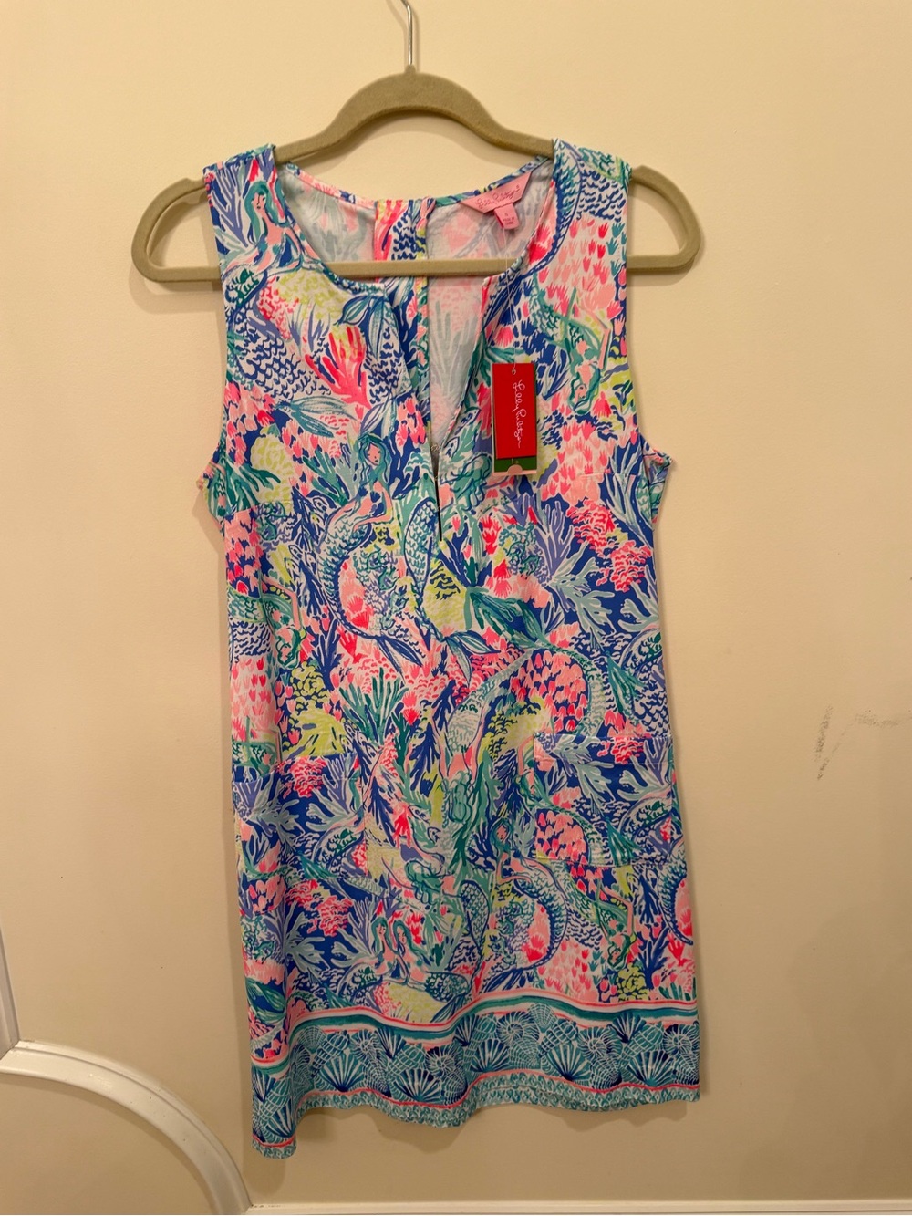 Lilly Pulitzer Blue, Pink & Green Tropical Print Dress